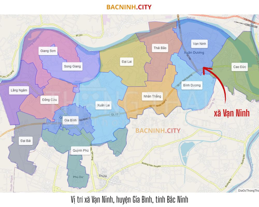 Vị trí xã Vạn Ninh, huyện Gia Bình, tỉnh Bắc Ninh