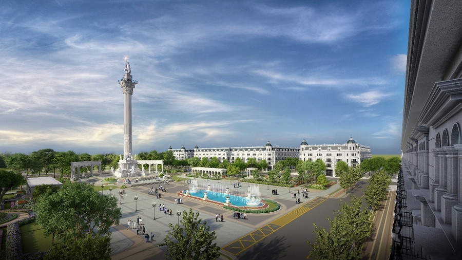 Đại quảng trường Danko Square rộng 22.000m2 là điểm nhấn cảnh quan nổi bật trong tại Danko Riverside, Danko Riverside Bắc Giang