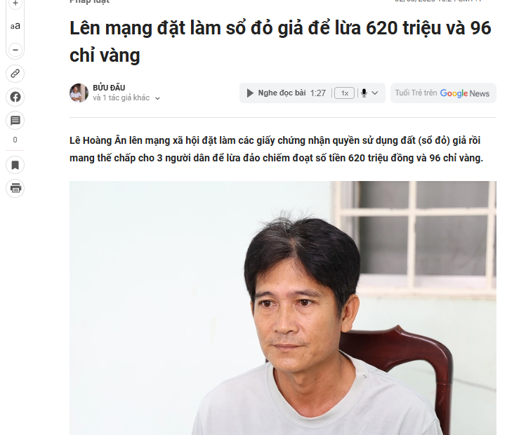 Lừa thành công 620 triệu đồng & 96 chỉ vàng bằng “sổ đỏ” mua online